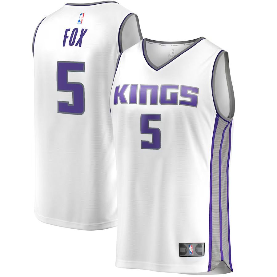 Men Sacramento Kings #5 De Aaron Fox Fanatics Branded White Fast Break Player Replica NBA Jersey->sacramento kings->NBA Jersey